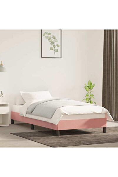 Concept Cadru de pat, roz, 90x190 cm, catifea