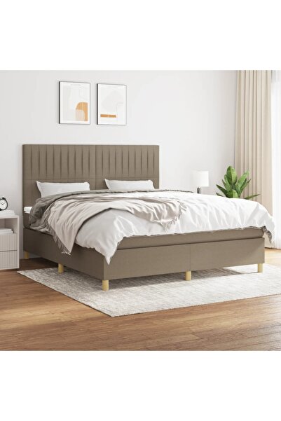 Concept Pat continental cu saltea, gri taupe, 180x200 cm, textil