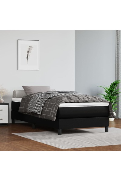 Concept Pat box spring cu saltea, negru, 100x200 cm, piele ecologică