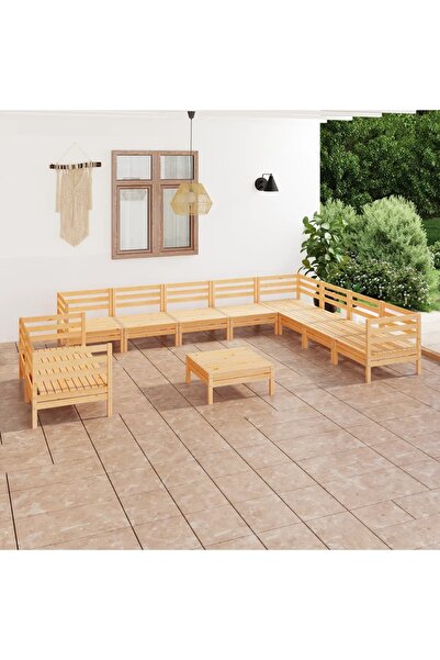 Concept Σετ επίπλων κήπου, 11 τεμάχια, από μασίφ ξύλο πεύκου