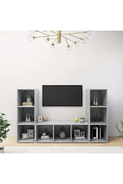 Concept Comode TV, 3 buc., gri beton, 107x35x37 cm, PAL