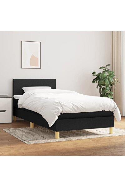 Concept Pat box spring cu saltea, negru, 100x200 cm, textil