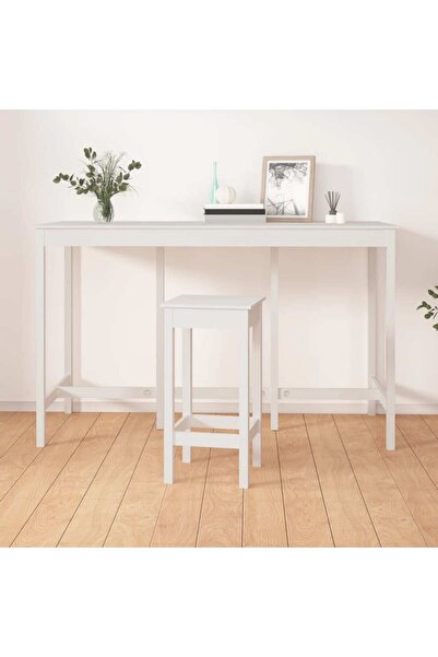 Concept Τραπέζι μπαρ, λευκό, 180x80x110 cm, μασίφ ξύλο πεύκου