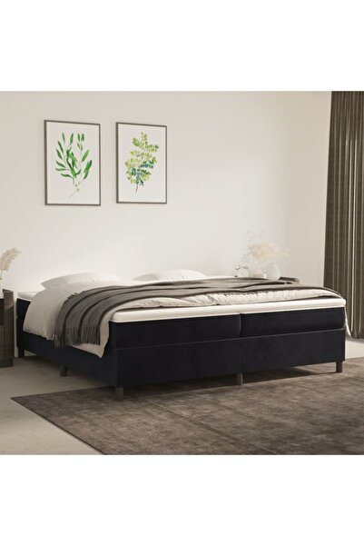 Concept Cadru de pat box spring, negru, 200x200 cm, catifea