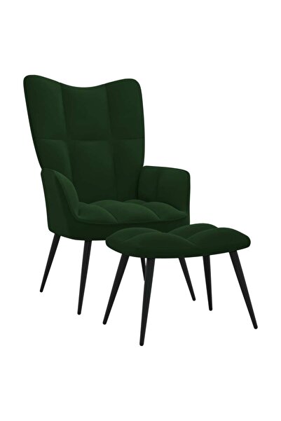 Concept Πολυθρόνα με σκαμπό, σκούρο πράσινο, Βελούδο