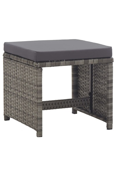 Concept Σκαμπό κήπου με μαξιλάρια, 2 τεμ., ανθρακί, πολυρατάν