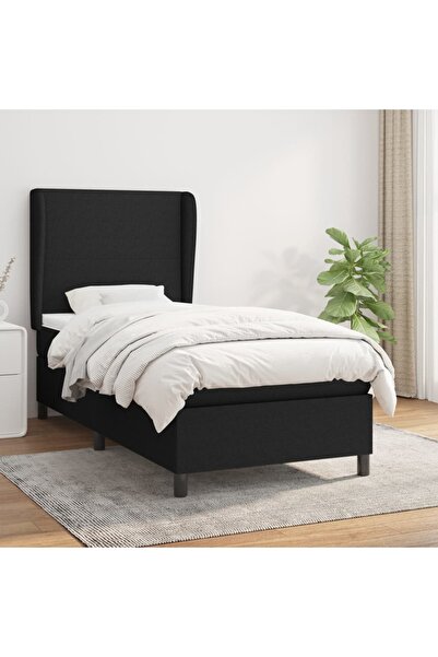 Concept Pat box spring cu saltea, negru, 80x200 cm, textil