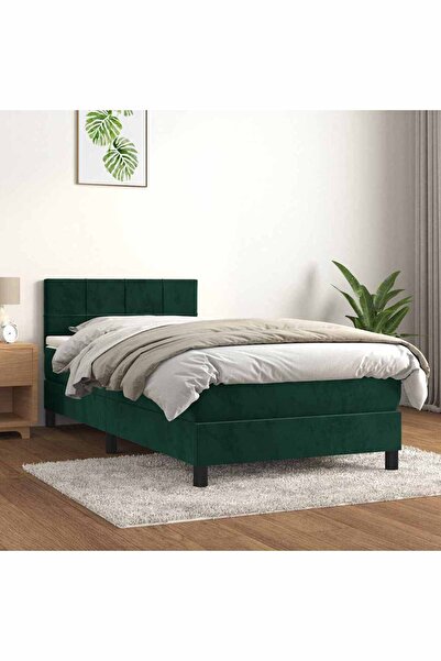 Concept Pat box spring cu saltea, verde închis, 100x200 cm, catifea