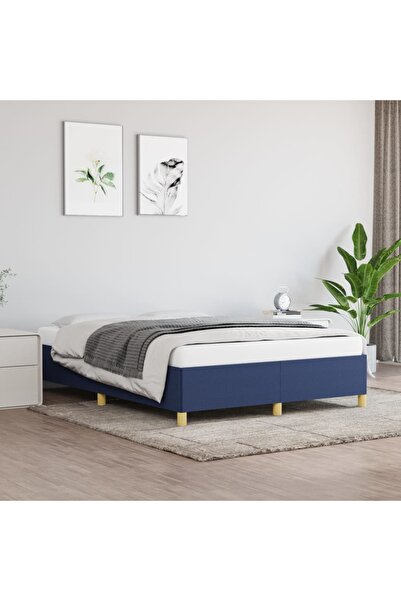 Concept Cadru de pat, albastru, 140 x 200 cm, material textil