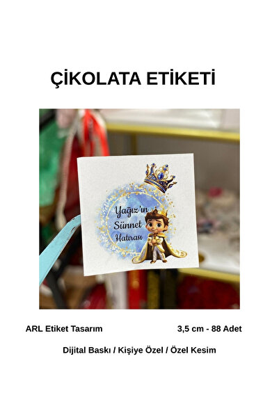 arl etiket tasarım dijital baskı merkezi Sünnet Hatırası Prens Model Çikolata...