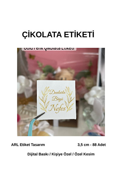 ButikSosyetik İsme Özel Gold Renk Dualarla Büyü Yazılı Çikolata Etiketi 3,5 c...
