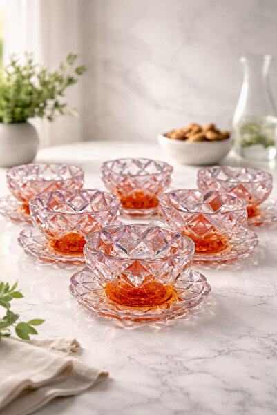 YzHome 12 Pieces Crystal Glass Colored Snack Bowl Plate