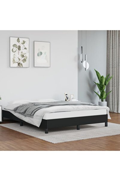 Concept Σκελετός κρεβατιού, μαύρο, 140x190 cm, οικολογικό Δερμάτινο