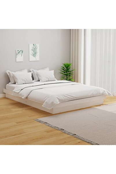 Concept Cadru de pat mic dublu 4FT, alb, 120x190 cm, lemn masiv