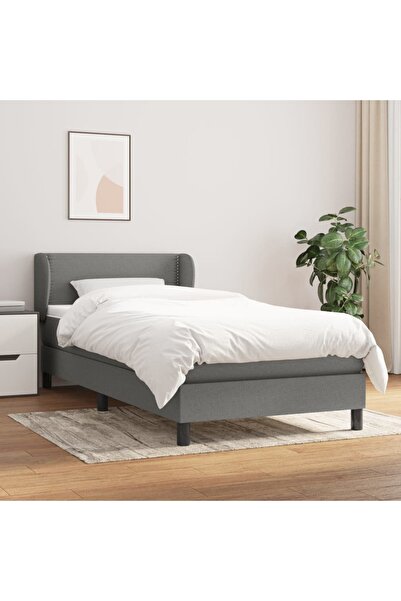 Concept Pat box spring cu saltea, gri închis, 80x200 cm, textil