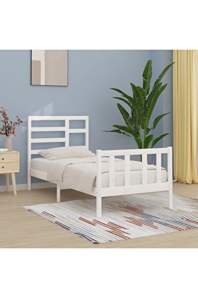 Concept Cadru de pat, alb, 100x200 cm, lemn masiv de pin