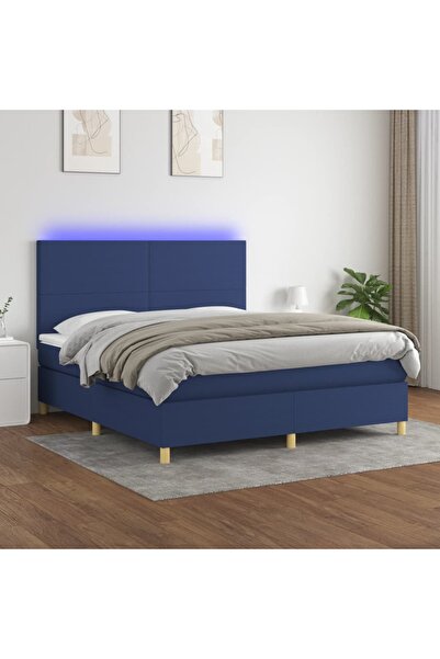 Concept Κρεβάτι με ελατήρια, στρώμα και LED, μπλε, 180x200 cm, ύφασμα