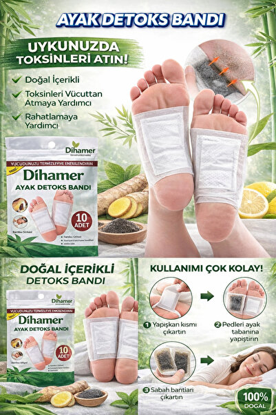 Dihamer Ayak Detoks Bandı 10’lu Paket Gece Kullanımlı Toksin Atıcı Ayak Bandı...