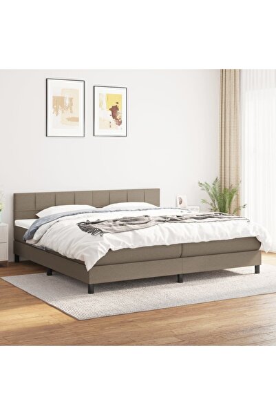 Concept Pat box spring cu saltea, gri taupe, 200x200 cm, textil
