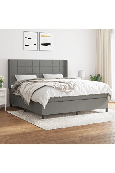 Concept Κρεβάτι Continental με στρώμα, σκούρο γκρι, 160x200 cm, ύφασμα