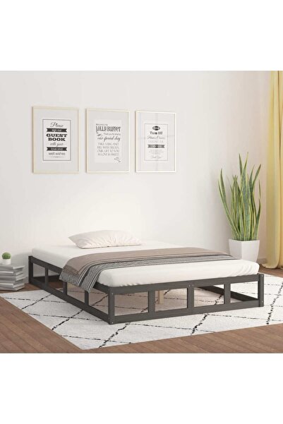 Concept Cadru de pat King Size 5FT, 150x200 cm, gri, lemn masiv