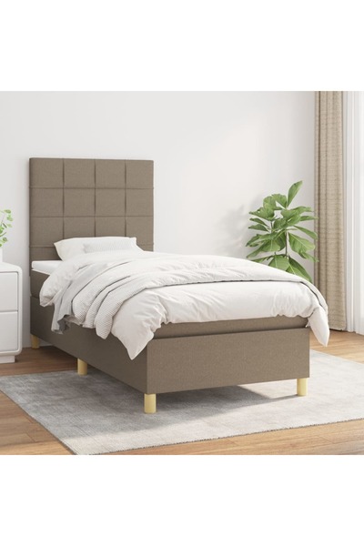 Concept Pat box spring cu saltea, gri taupe, 90x200 cm, textil