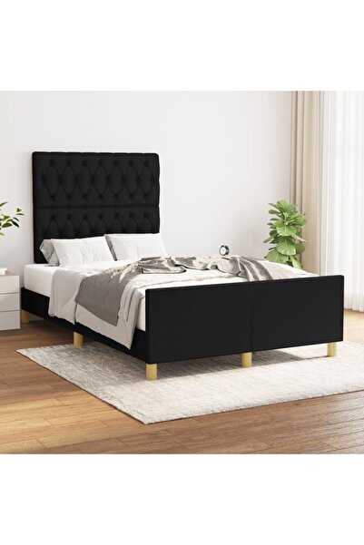 Concept Cadru de pat cu tăblie, negru, 120x200 cm, textil