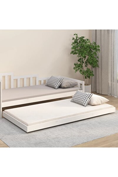 Concept Cadru de pat, alb, 90x200 cm, lemn masiv de pin