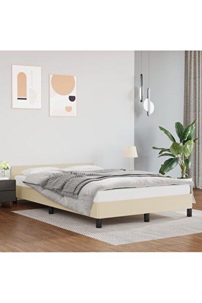 Concept Σκελετός κρεβατιού με κεφαλάρι, κρεμ, 120x200 cm, οικολογικό Δερμάτινο