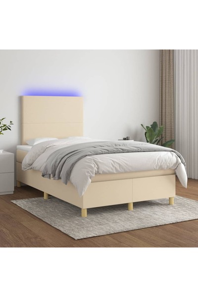 Concept Pat cu arcuri, saltea și LED, crem, 120x200 cm, textil