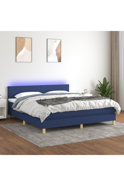 Concept Κρεβάτι με ελατήρια, στρώμα και LED, μπλε, 160x200 cm, ύφασμα