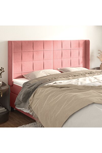 Concept Tăblie de pat cu aripioare, roz, 183x16x118/128 cm, catifea