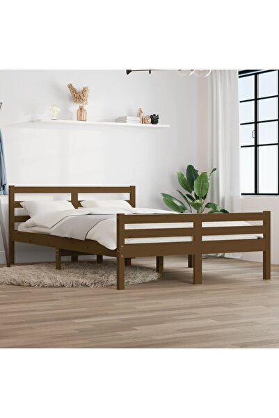Concept Σκελετός κρεβατιού, μελί καφέ, 140x190 εκ., μασίφ ξύλο