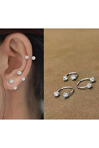 Mblion Jewelrys 3 Adet 316L cerrahi çelik hamur taşlı piercing