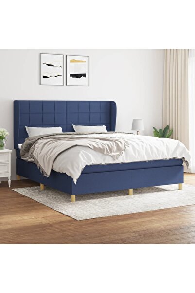 Concept Pat box spring cu saltea, albastru, 180x200 cm, material textil