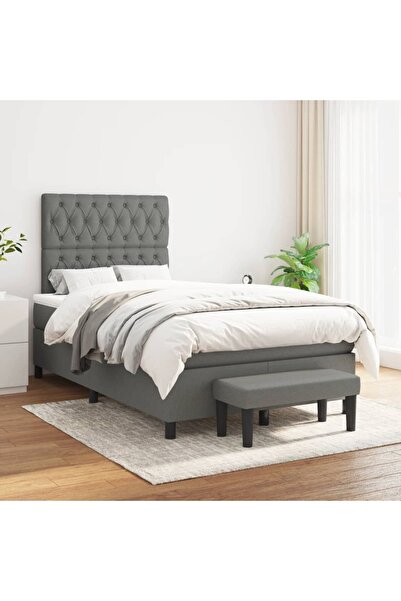 Concept Pat box spring cu saltea, gri închis, 120x200 cm, textil