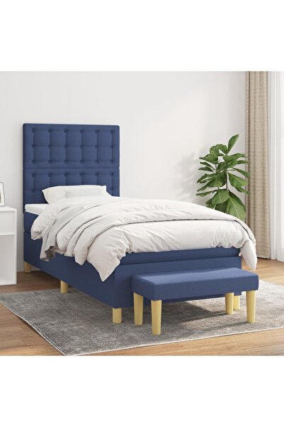 Concept Κρεβάτι με ελατήρια και στρώμα, μπλε, 90x190 cm, ύφασμα