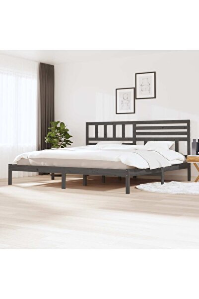 Concept Σκελετός κρεβατιού, γκρι, 200 x 200 εκ., μασίφ ξύλο πεύκου