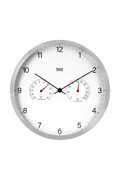 Teesa Wall clock, Teesa, 30 cm, with thermometer and hygrometer, white