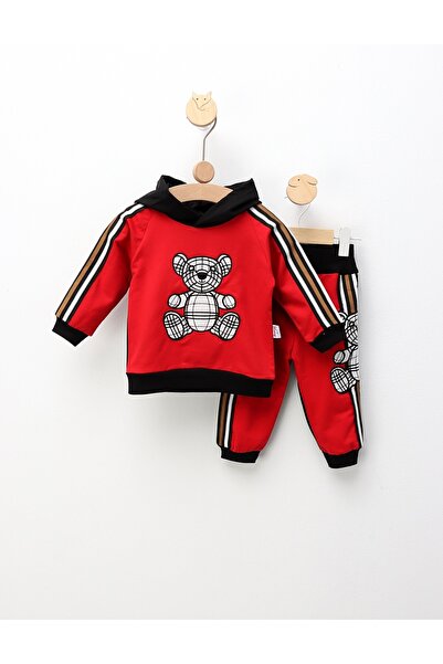 MiniKids Web Bear tracksuit, red pattern