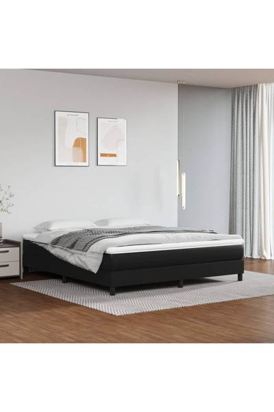 Concept Cadru de pat box spring, negru, 180x200 cm, piele ecologică