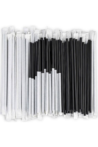 OEM Paper straws, black, straight, individually wrapped, ø 8 x 230 mm, 250 pc...