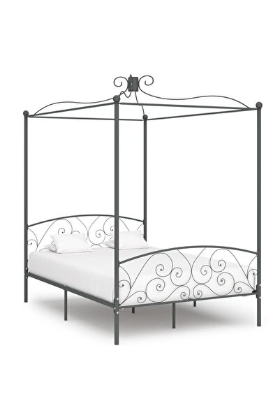 Concept Cadru de pat cu baldachin, gri, 120 x 200 cm, metal