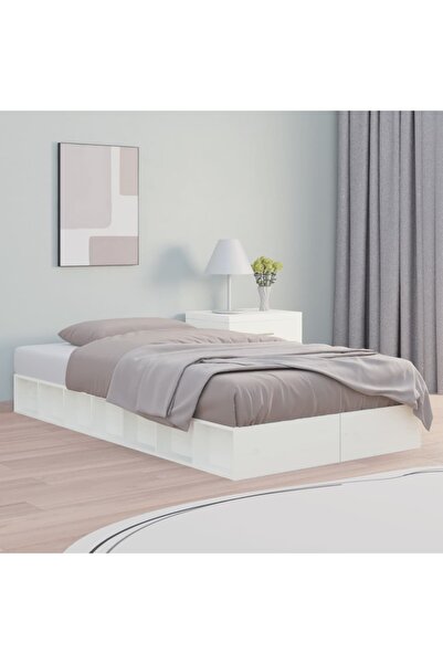 Concept Σκελετός κρεβατιού, λευκό, 100x200 εκ., μασίφ ξύλο