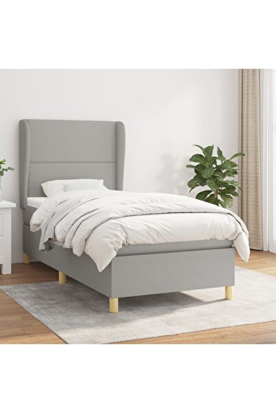 Concept Pat box spring cu saltea, gri deschis, 100x200 cm, textil