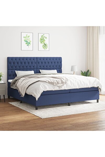 Concept Pat box spring cu saltea, albastru, 200x200 cm, textil