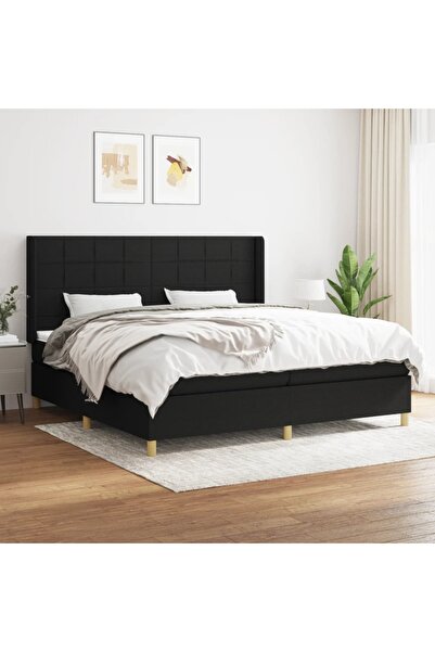 Concept Pat box spring cu saltea, negru, 200x200 cm, textil