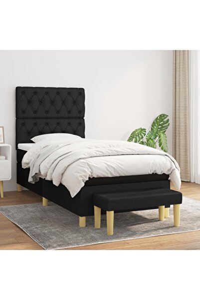Concept Pat box spring cu saltea, negru, 80x200 cm, textil