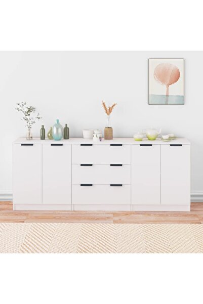 Concept Servante, 3 piese, alb, lemn compozit