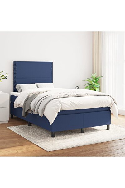 Concept Pat box spring cu saltea, albastru, 120x200 cm, textil